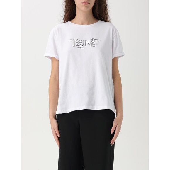 gem　0107 ♡ T-shirt Twinset Z Haftowanymi Kwiatkami Biały - EGO IST IN